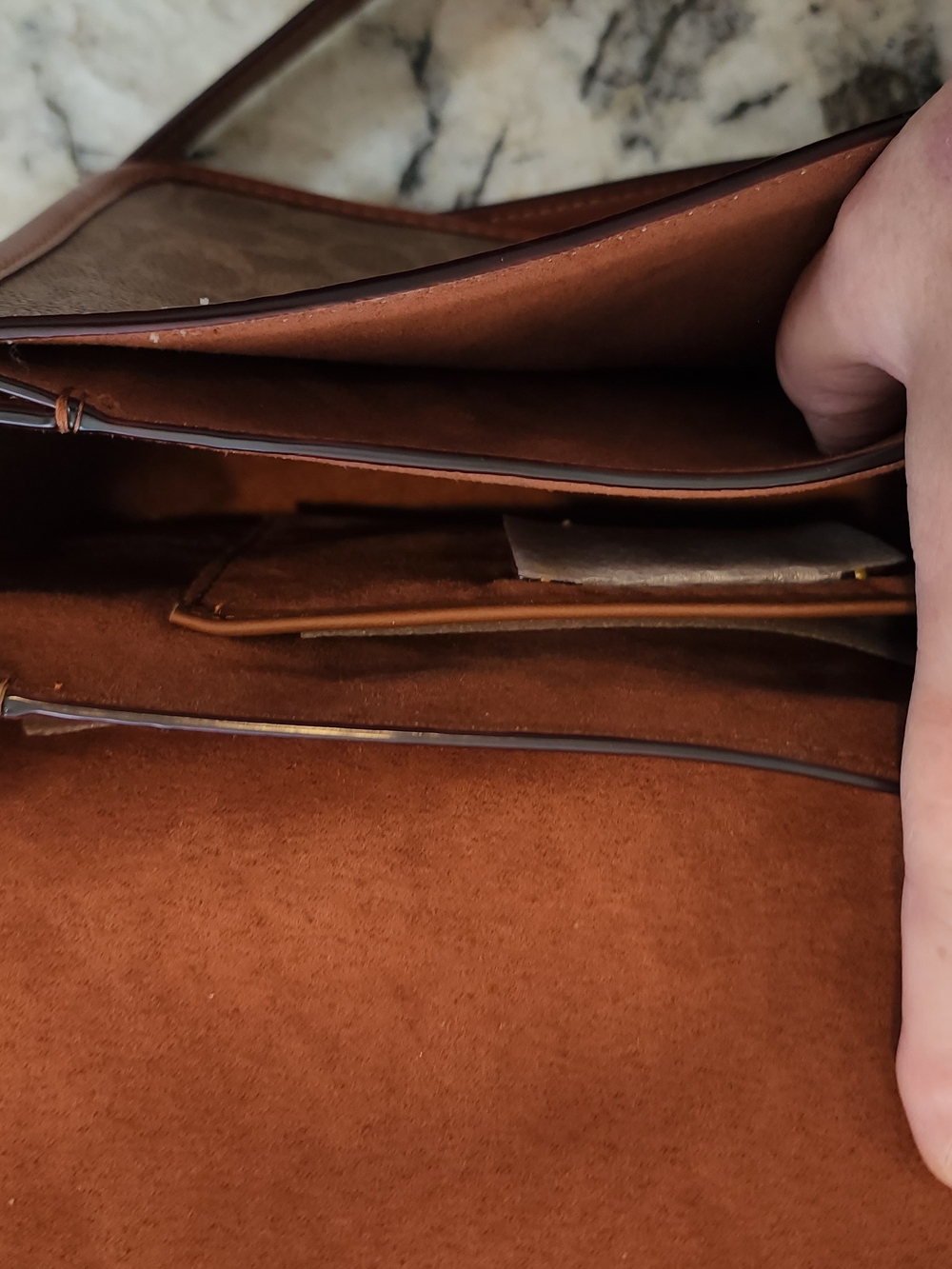 Coach Tan Signature Canvas Crossbody with Gold 'C' Lock - Picture 8 of 11